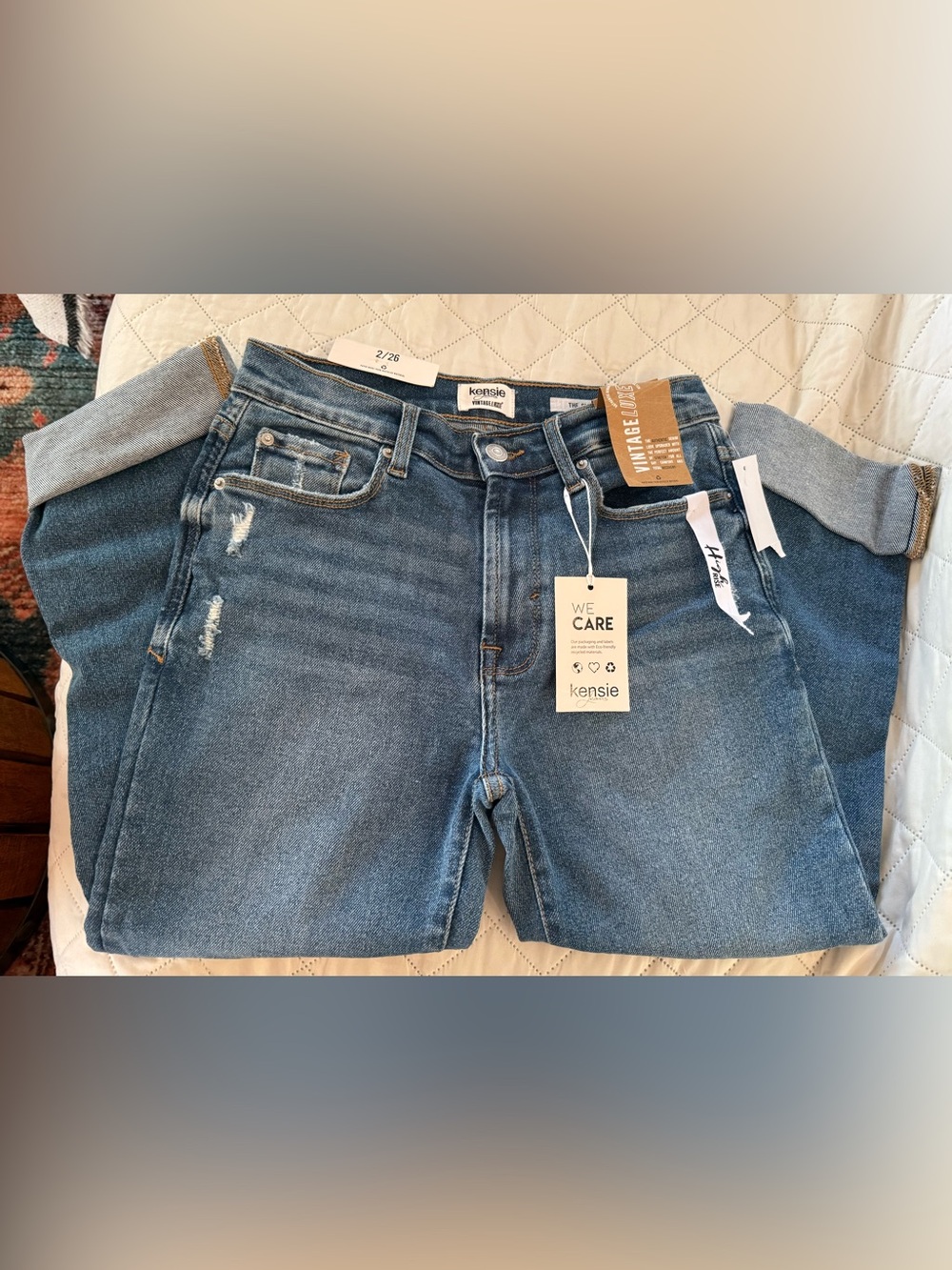 Kensie Jeans Vintage Luxe Womens Blue Denim Relaxed Ripped Jeans The Slim 2/26